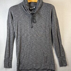 Athleta Pullover Sweatshirt Mock Neck Womens Size XS Gray Pockets Athleisure Top